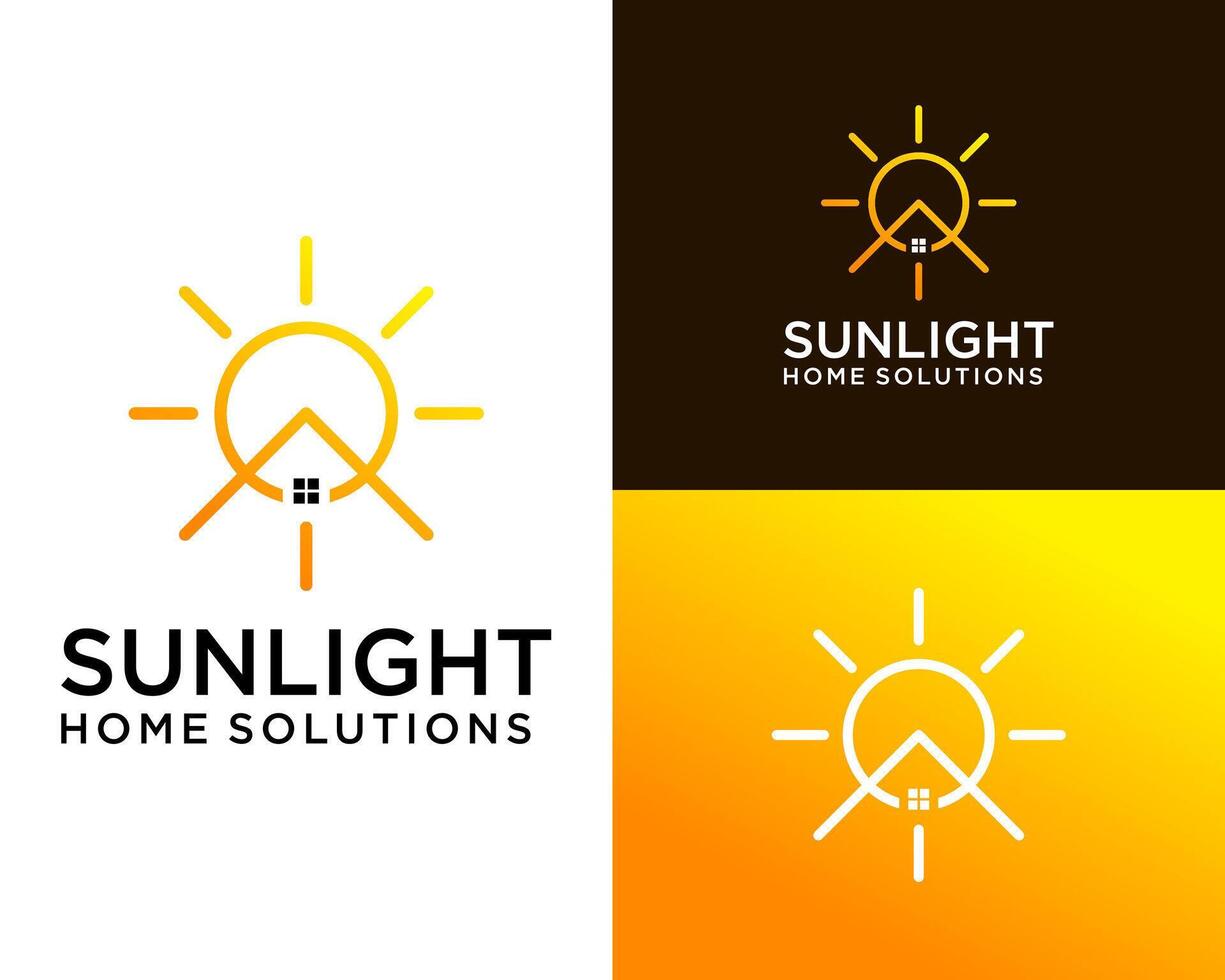 Logo design about a house that uses solar power as its electricity supply. vector