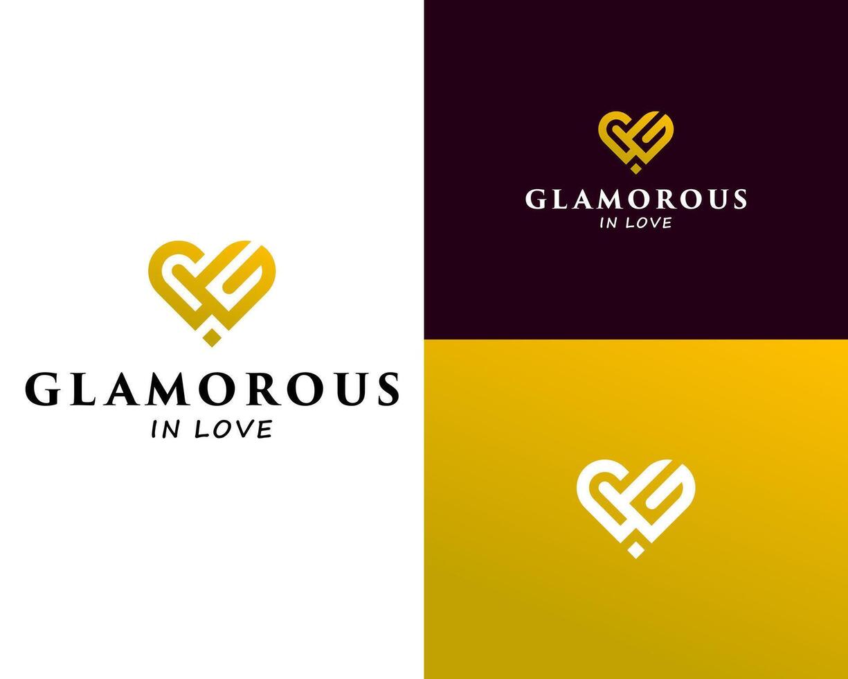 Logo design about letter G and love icon. vector