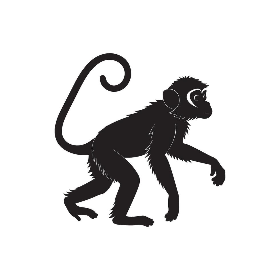 a black and white illustration of a monkey vector