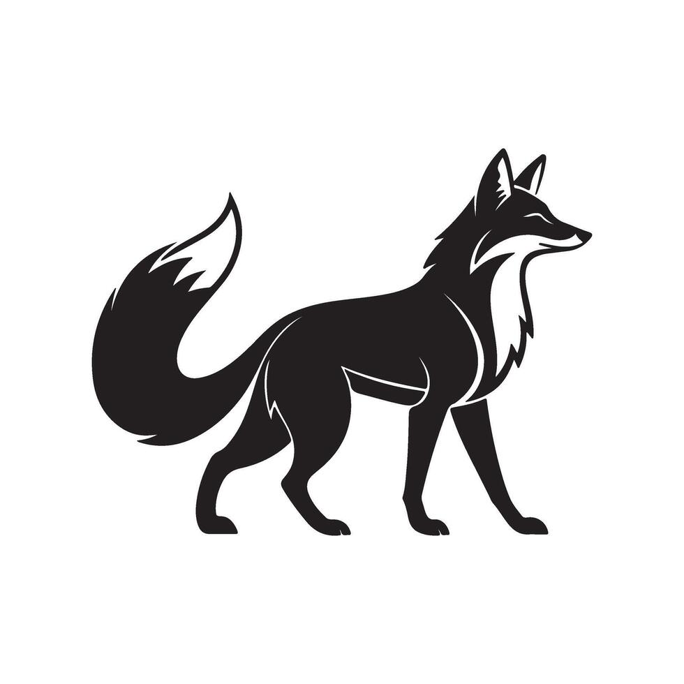 a black and white illustration of a fox vector