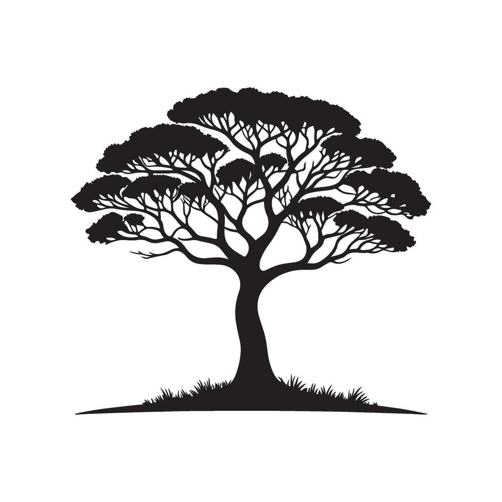 illustration of a tree silhouette on a white background vector