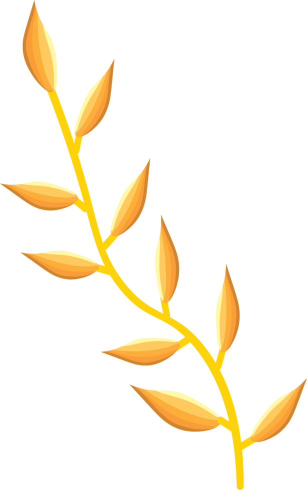 A golden branch with leaves on it png