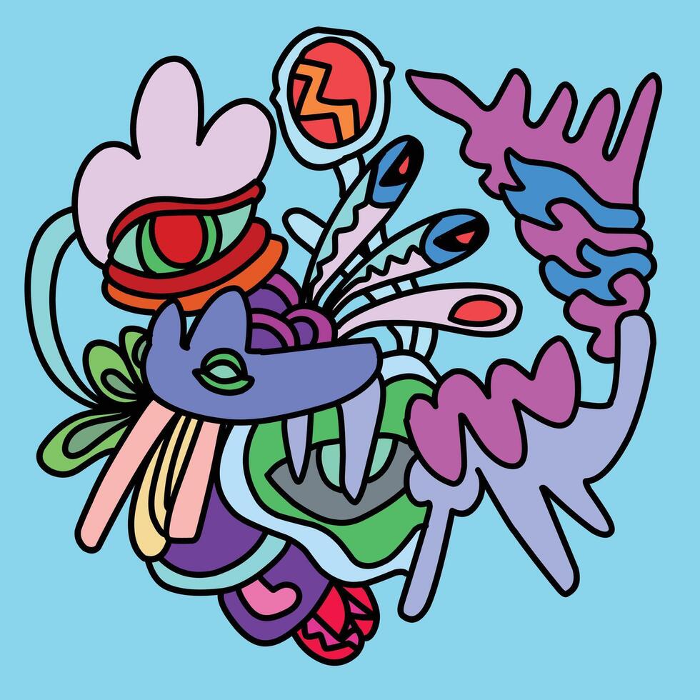 doodle design color full, for kids, or your design ornamnet vector