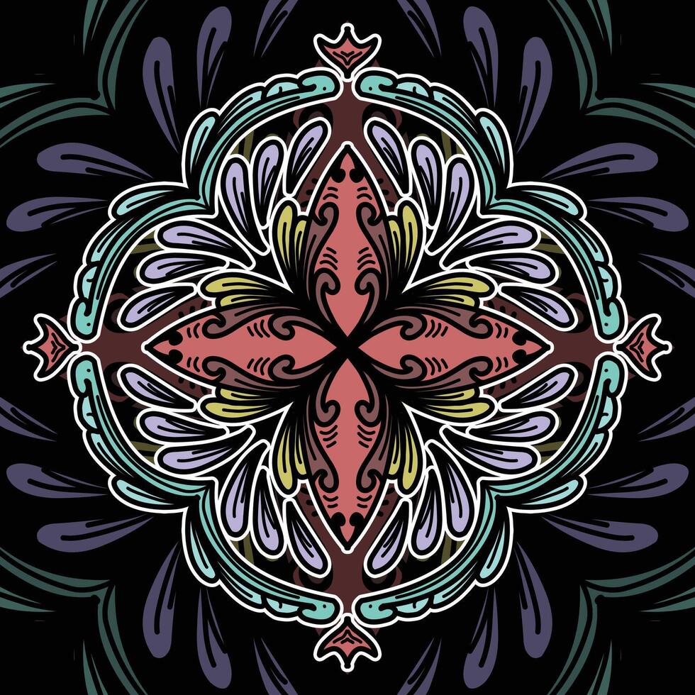 Minimalist Black-and-White Mandala Illustration vector