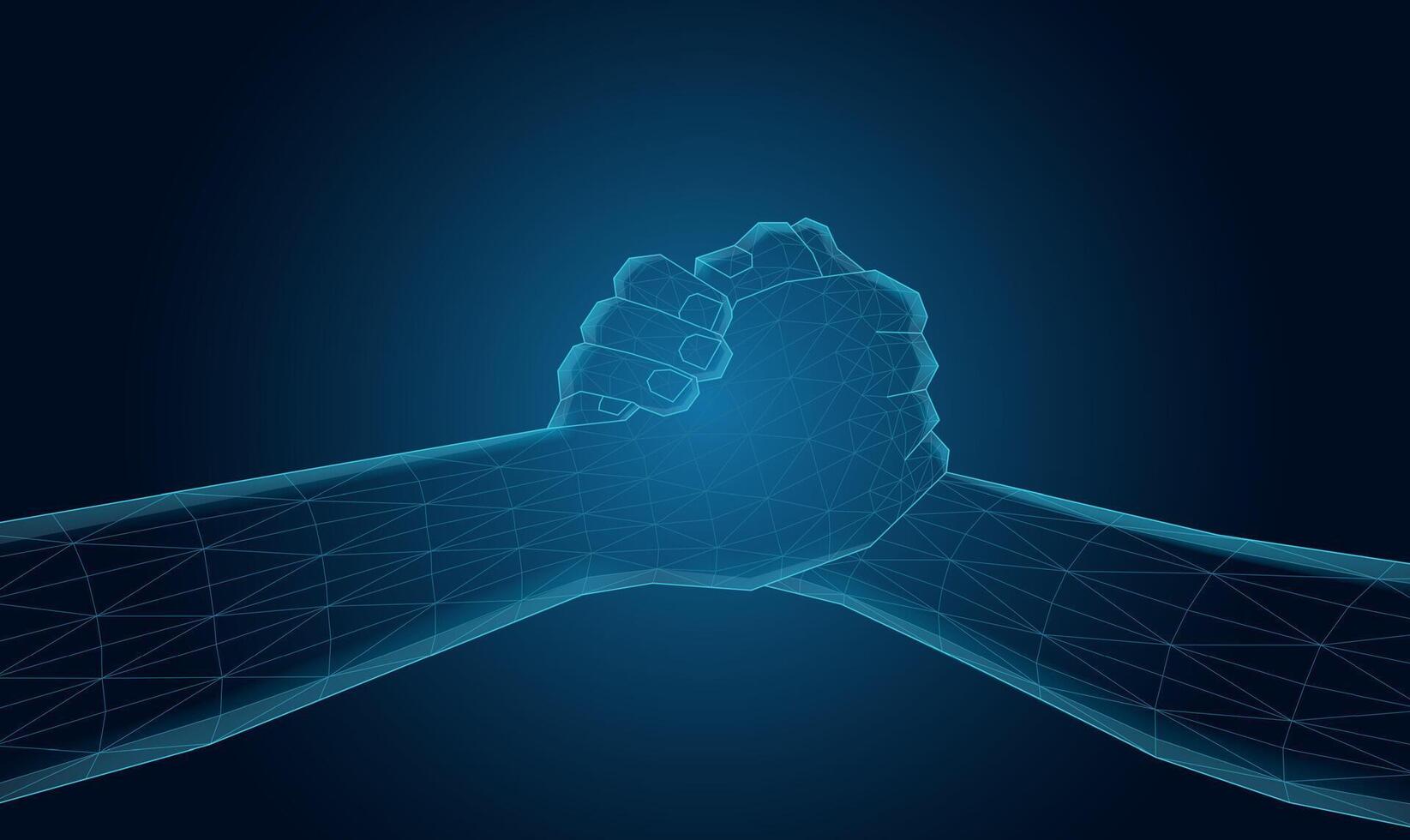 Futuristic wireframe hand, with a mesh glowing light. technology, or connection concept. vector