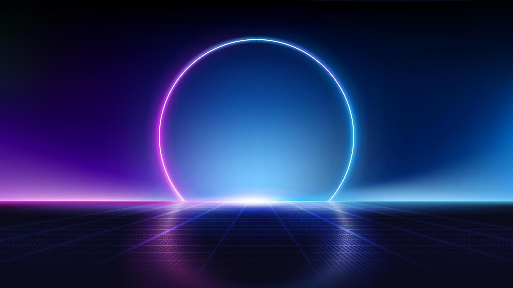 Abstract background with neon glowing circle light and gradient colors, for futuristic modern backdrop designs. vector