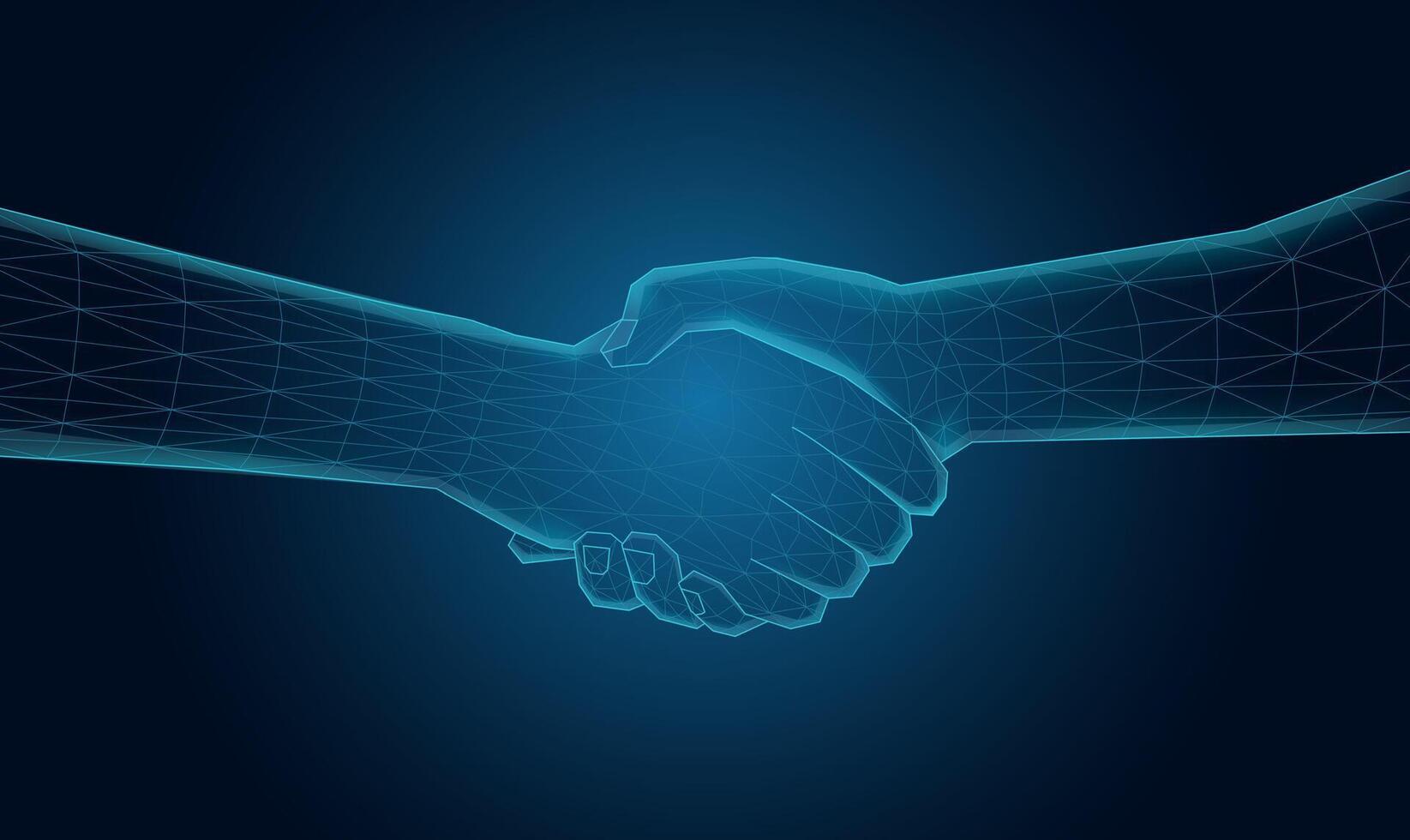 Futuristic wireframe hand, with a mesh glowing light. technology concept. vector