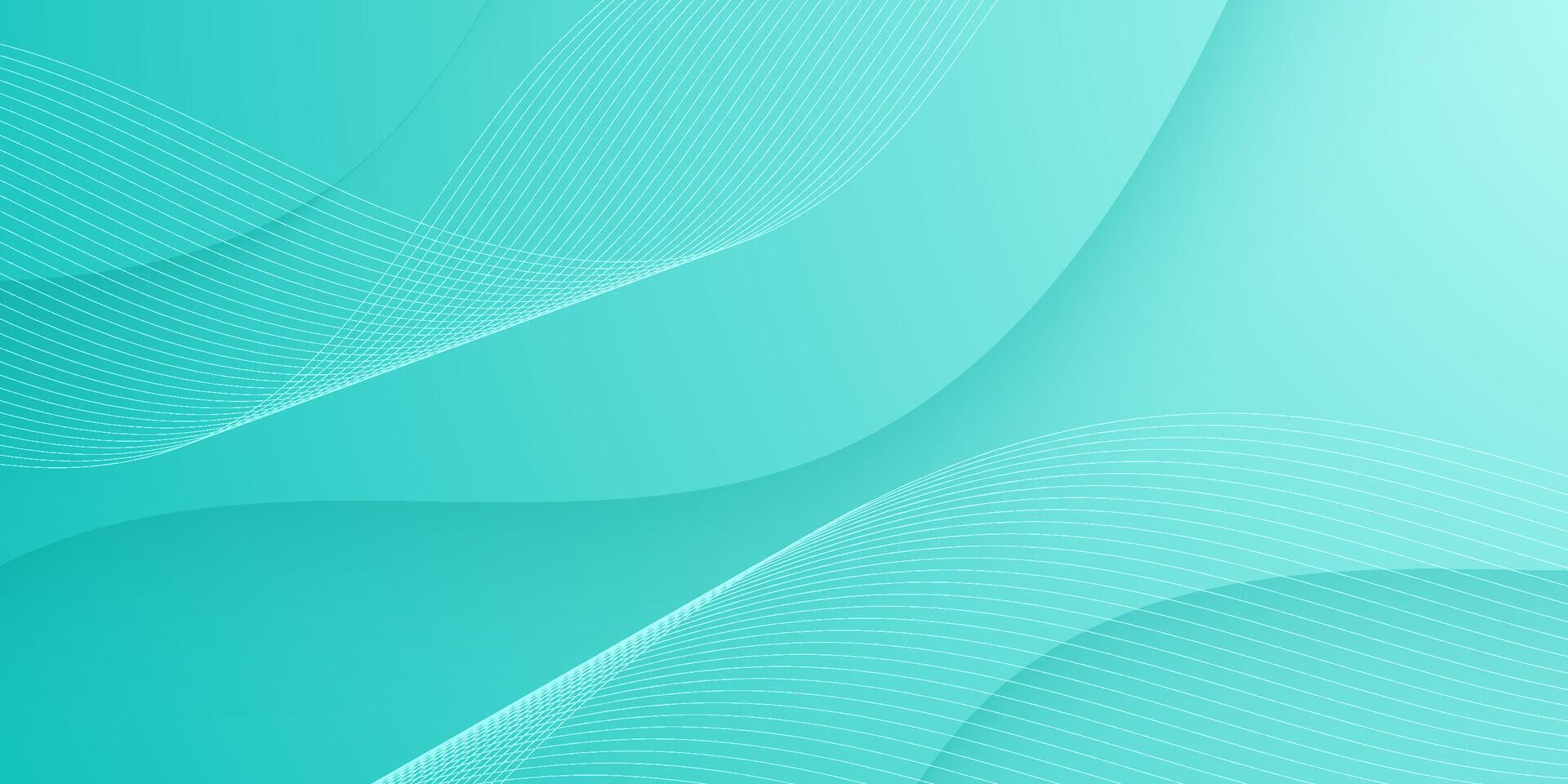 Abstract bright blue gradient green background. Trendy wave shapes pattern with lines background. Colorful design. vector