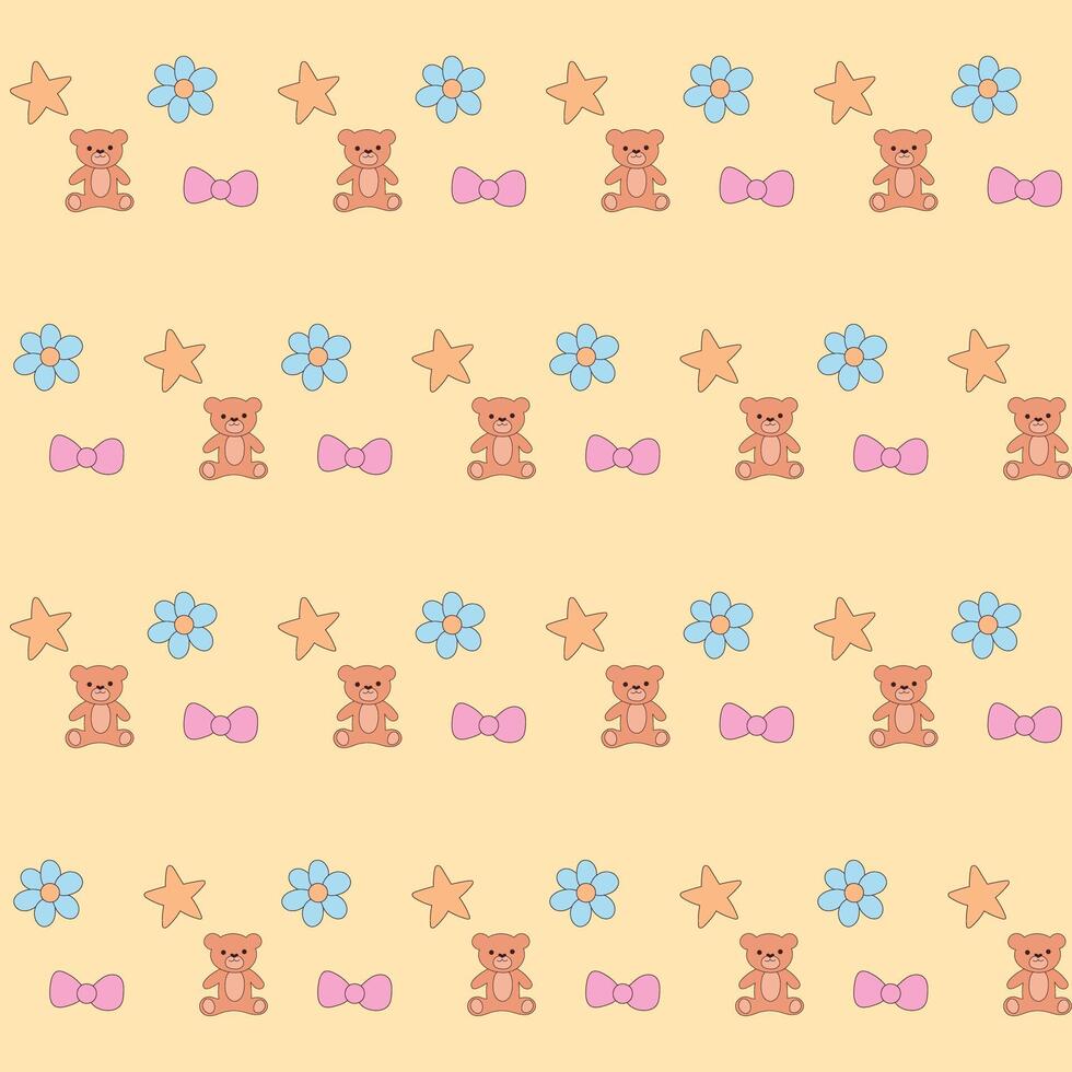 Funny Cute Baby Textile Seamless Swatch Background. Hand Drawn Doodle Infant Fabric Pattern. Cute Kawaii Whimsical Wrapping, Wallpaper Nursery Design. Vintage Elegant Retro Style. Nappy Soft Cover vector