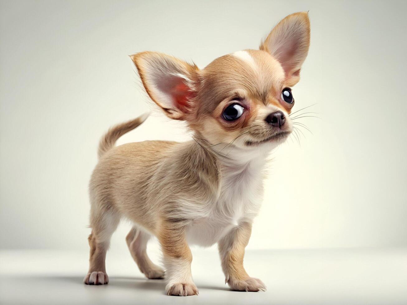 Standing Puppy Posing with Innocent Expression Indoors photo