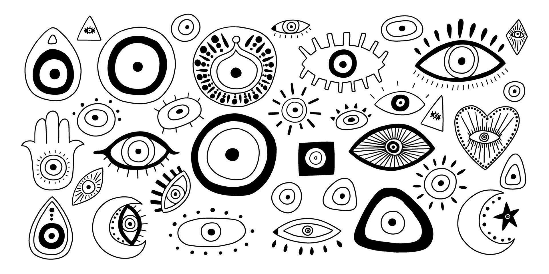 Doodle Eye Greek Turkish Evil Set vector