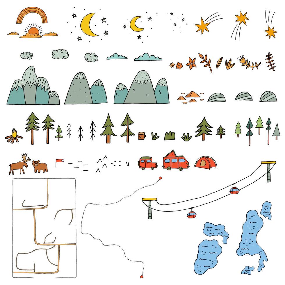 Constructor Element Map Direction Nature Forest Mountain vector