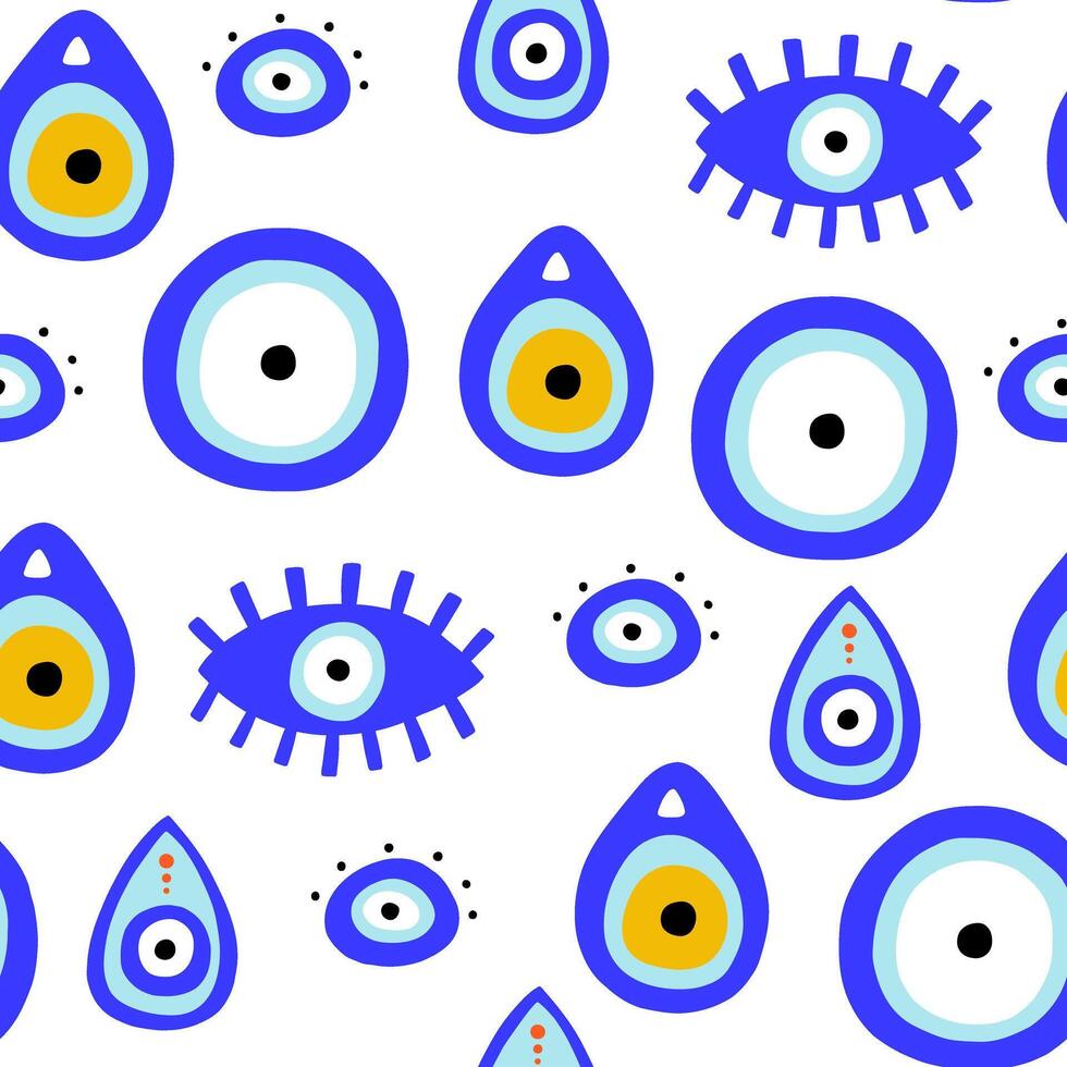 Blue turkish evil eye seamless pattern vector