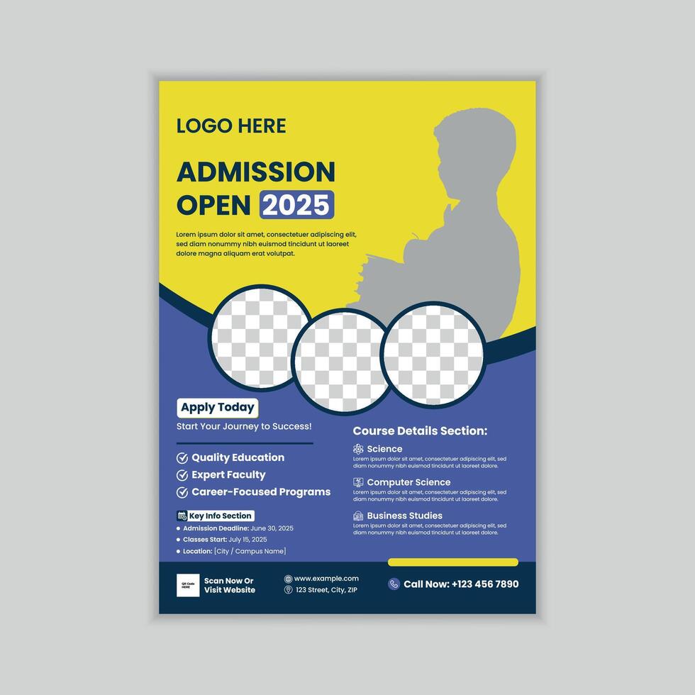 School admission colorful flyer design template for marketing, admission poster, Flyer brochure cover template for Kids back to school education admission layout design. vector