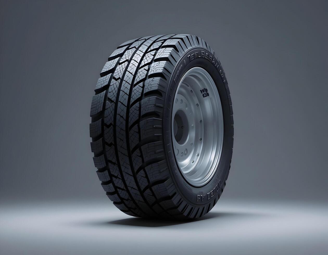 Car Tire on Gray Background Ready for Installation and Performance photo