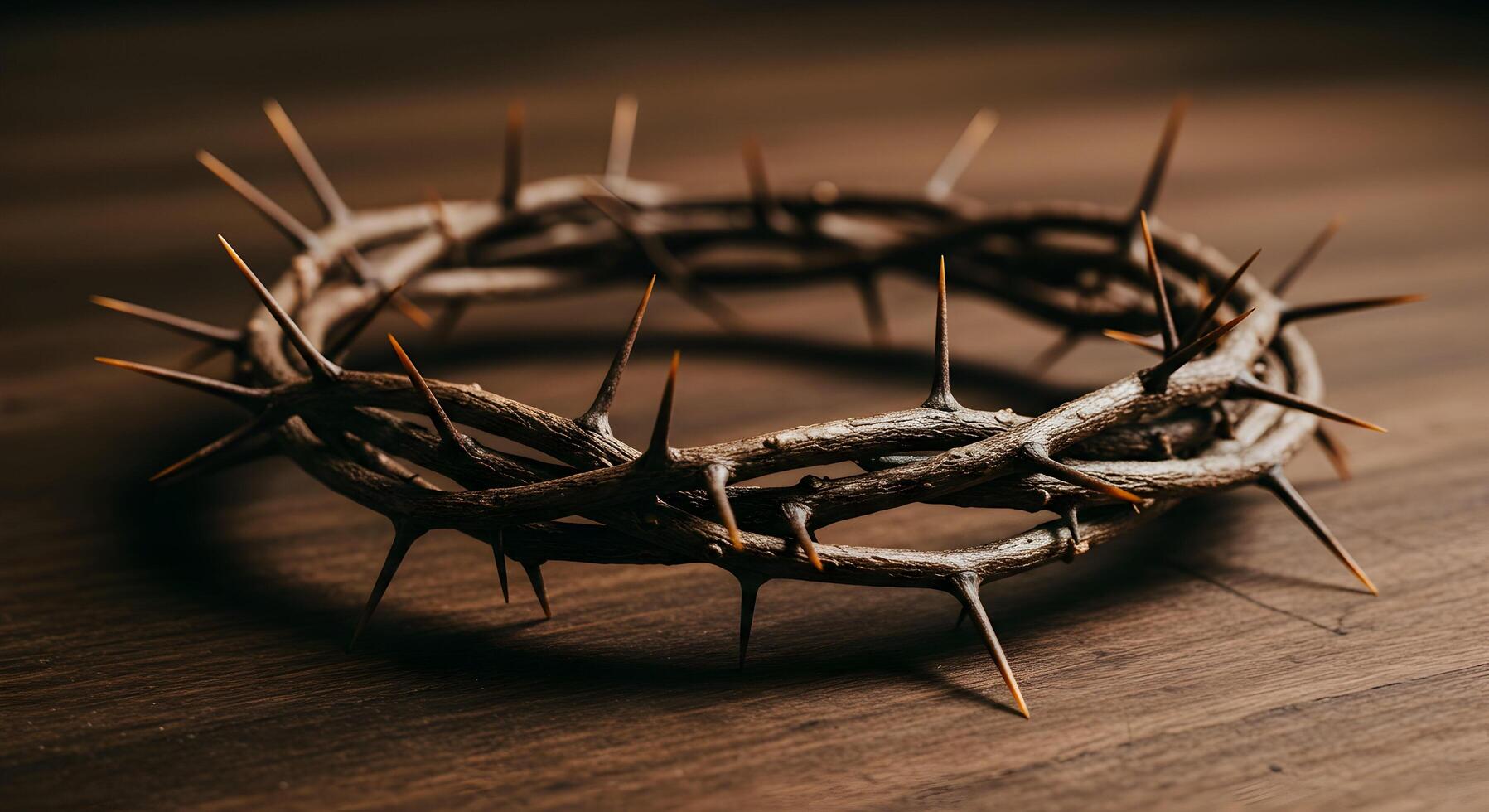 Crown of Thorns Resting on a Wooden Surface photo