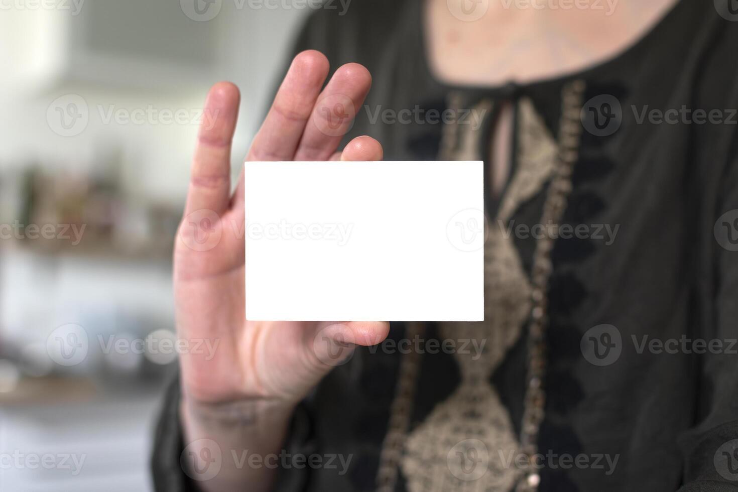 Horizontal business card mockup for advertising, marketing and creative design, communication photo