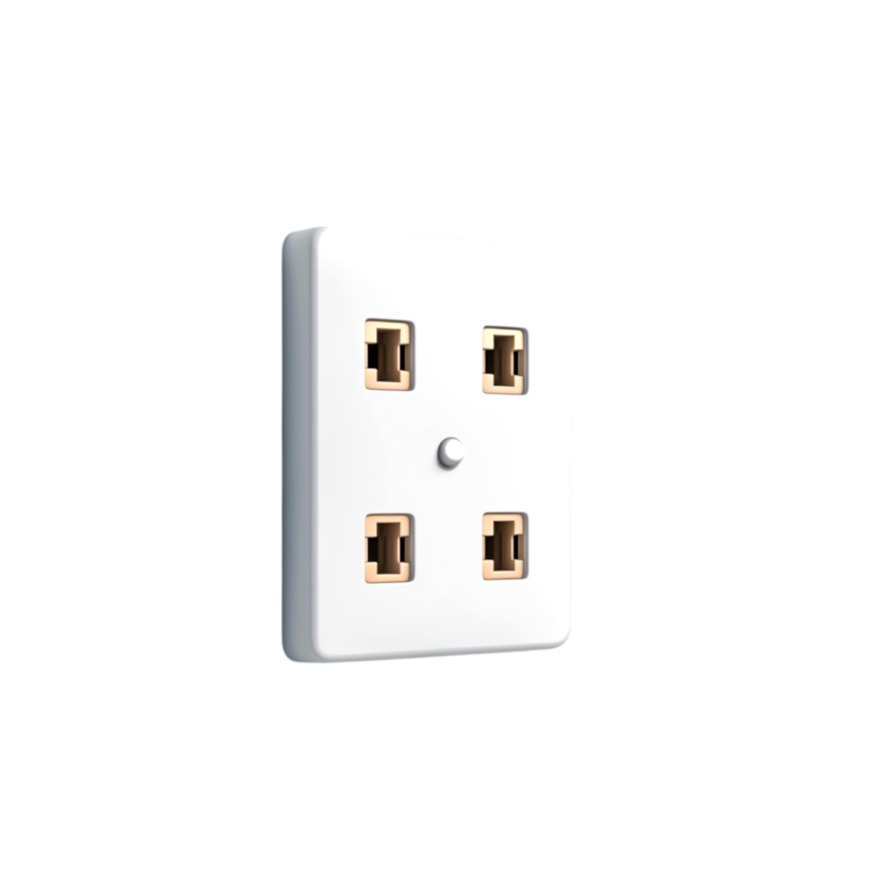 Modern Electrical Power Outlet with Four Sockets for Efficient Home or Office Use png