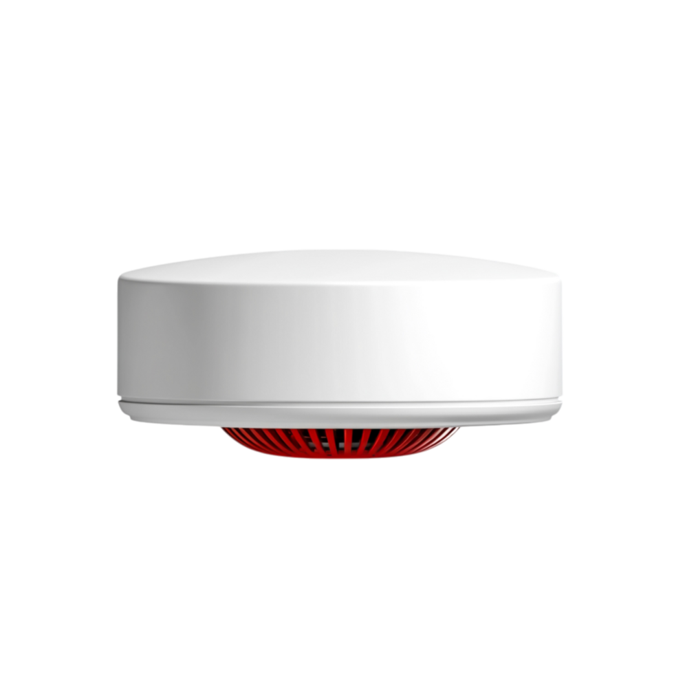Modern Smoke Detector with Sleek Design and Red Highlights for Home Safety png