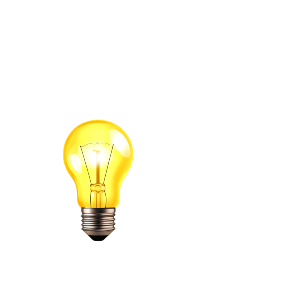 Bright Yellow Light Bulb Glowing with Energy Simple png