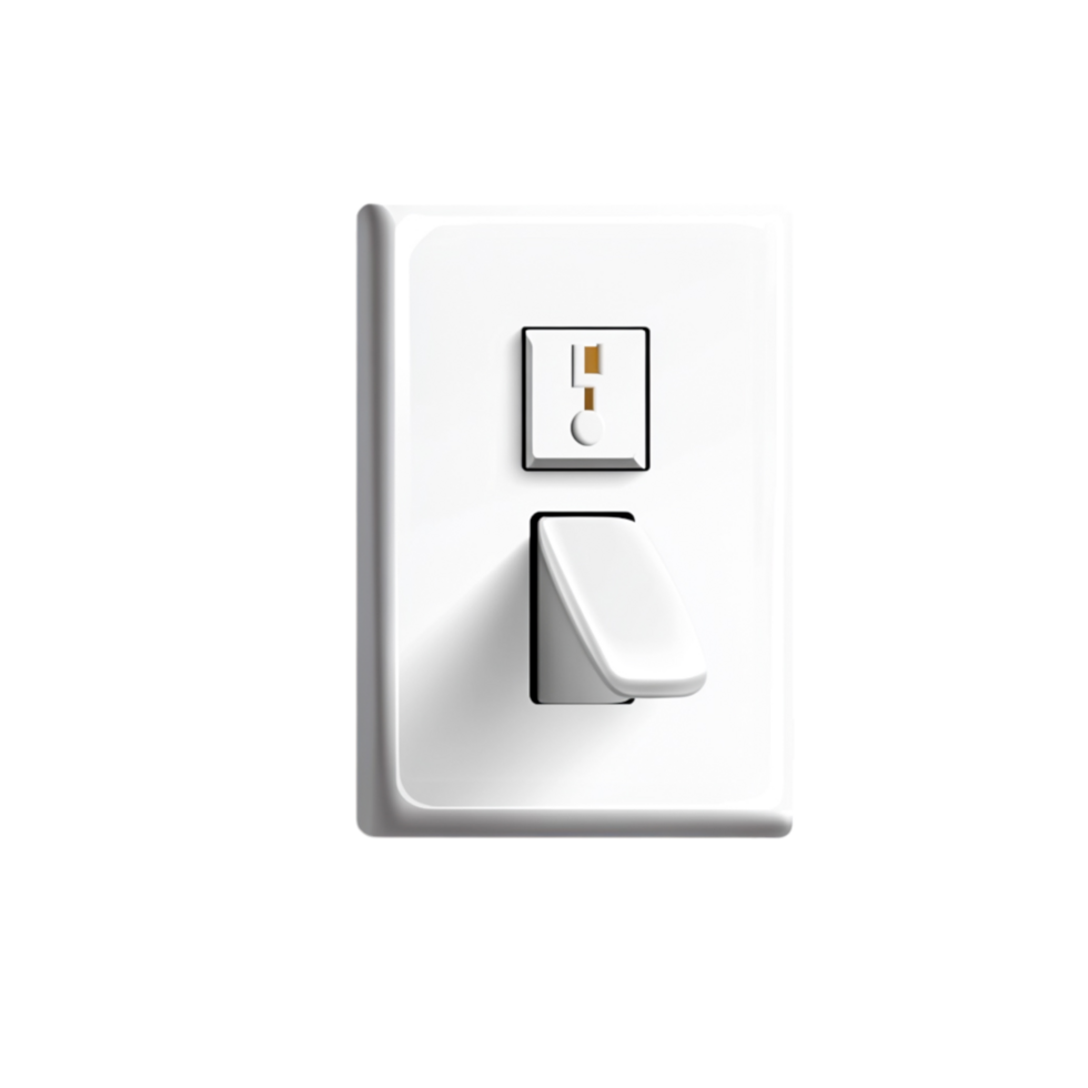 White Electrical Switch and Outlet on Wall with Minimalistic Design for Home Use png