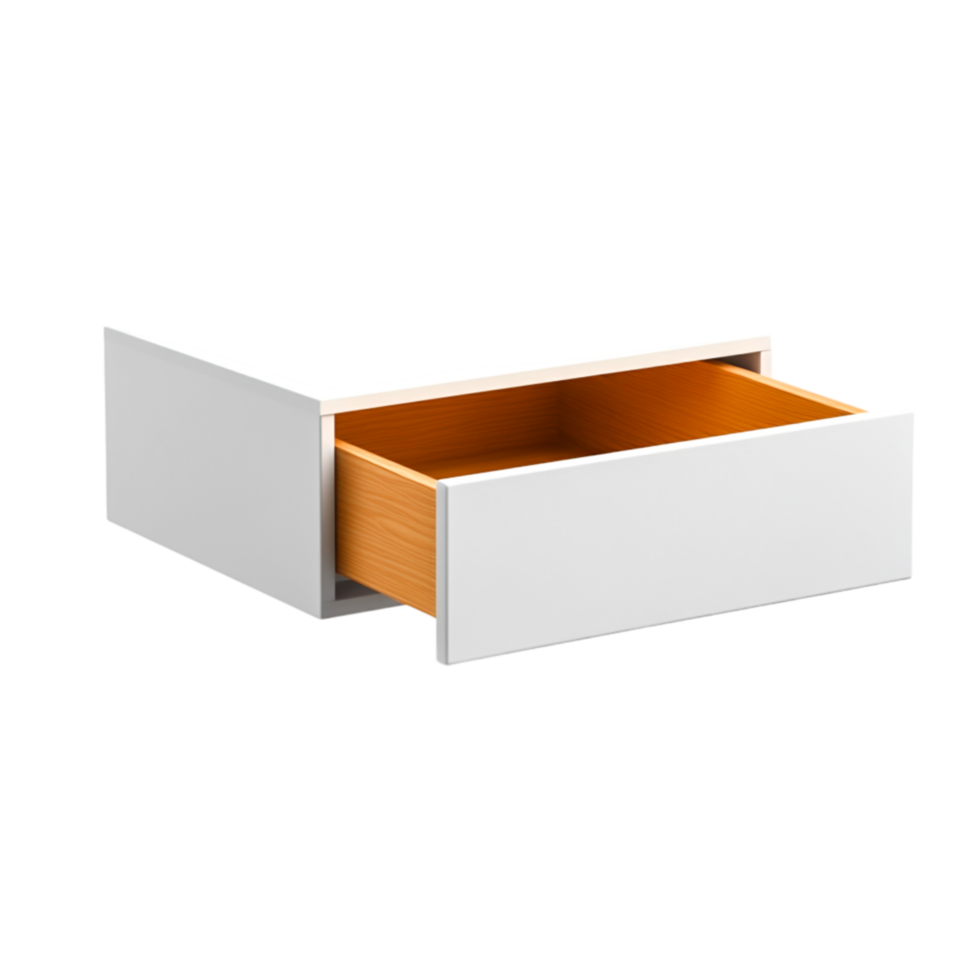 Modern White Drawer with Wooden Interior, Minimalist Storage Solution for Home Organization png