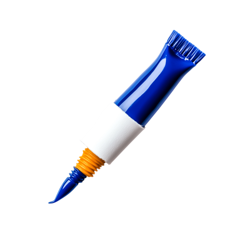 Bright Blue Craft Glue Tube with Orange and White Accent for Creative Projects png