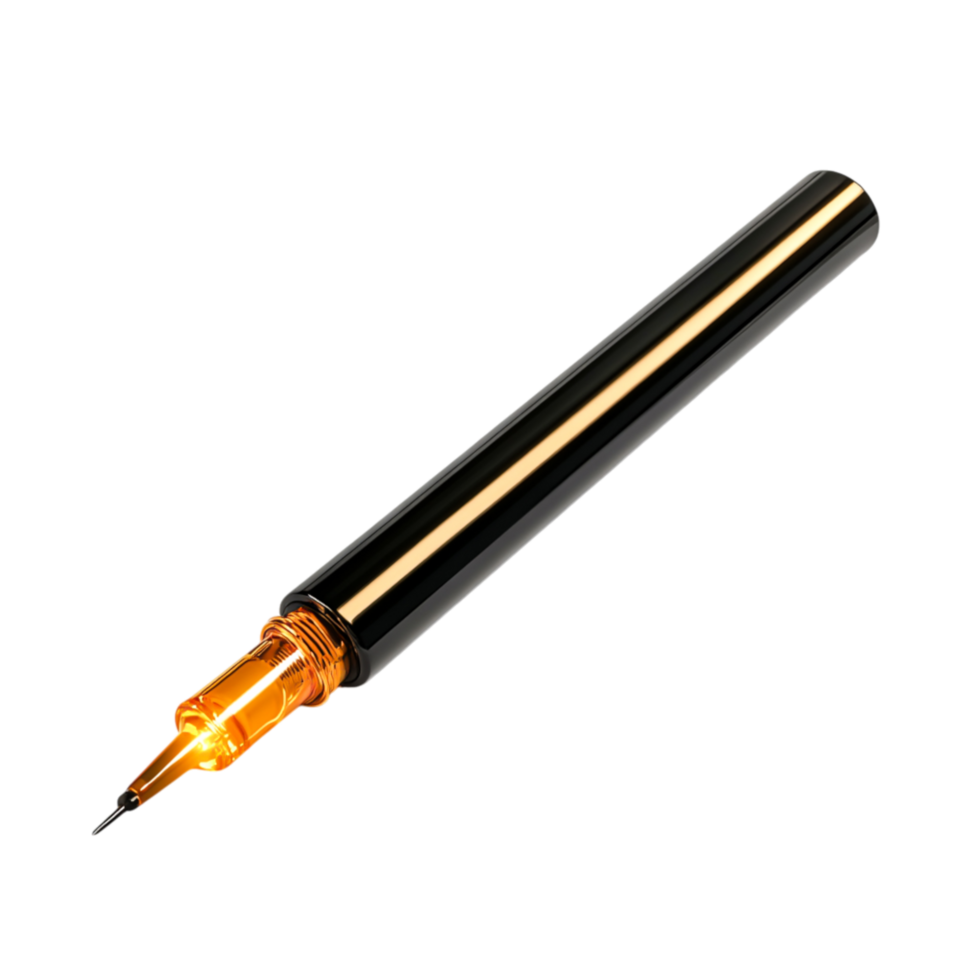 Stylish Black Fountain Pen with Gold Accents Highlighted on png