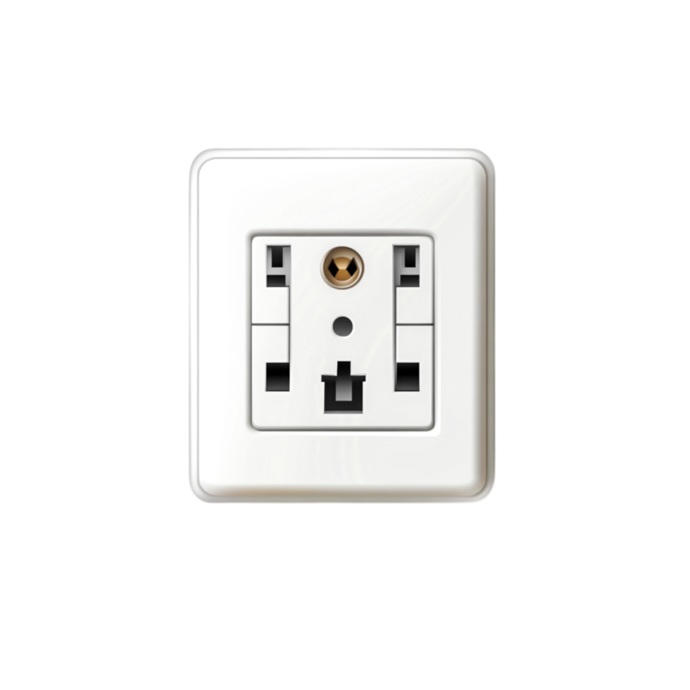 White Electric Power Outlet Socket with Two Plug Points Background png