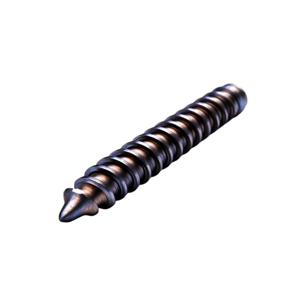 closeup of a Steel Screw with Threaded Design and Pointed End png
