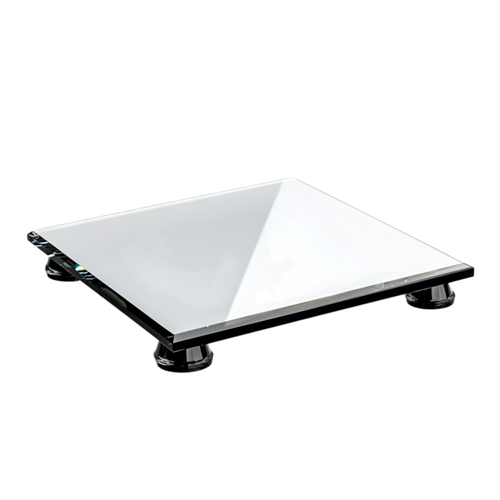 Elegant Square Glass Display Stand with Polished Edges for Home or Retail Use png