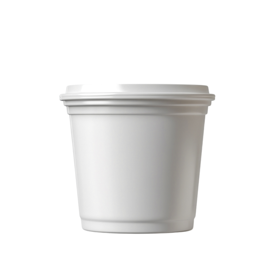 Empty White Disposable Cup for Hot or Cold Beverages with Lid on png