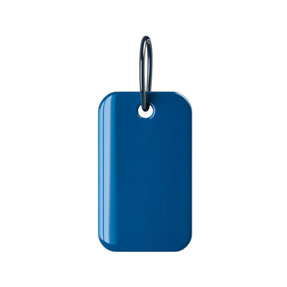 Blue Blank Tag with Metal Loop for Labeling and Price Tagging Purposes png