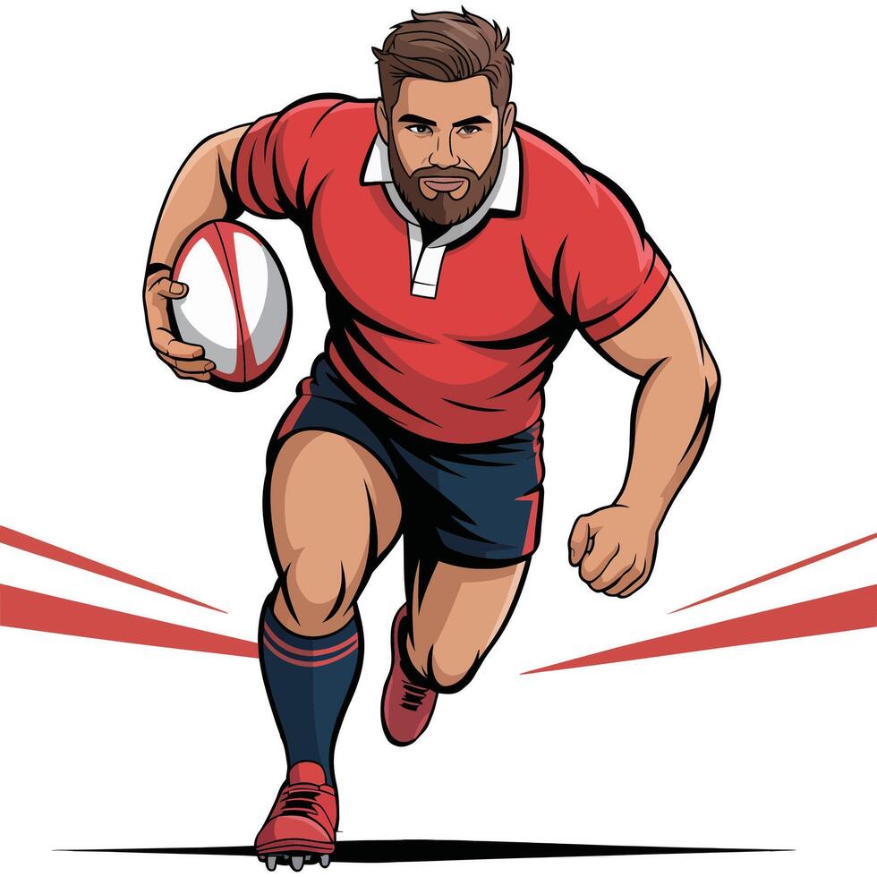 Illustration of a muscular Rugby player. vector