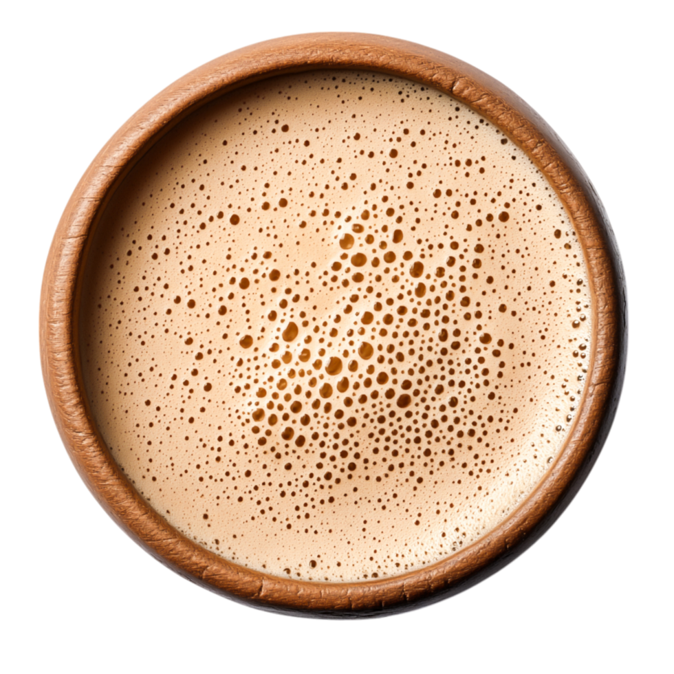 Top View of Creamy Foam in a Wooden Bowl png