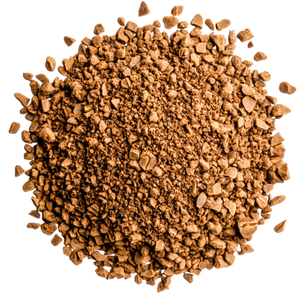 closeup View of Ground Brown Coffee Beans on Solid Dark Background png