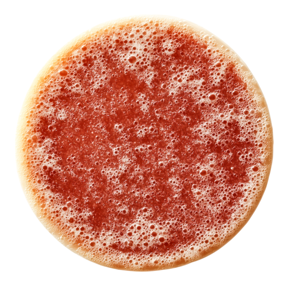 Refreshing Bright Red Beverage with Bubbling Foam White Surface png