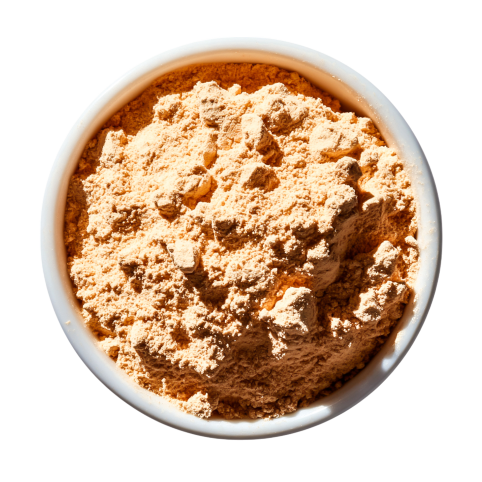 Fine Orange Powder in White Bowl with Natural Lighting and Shadow Play png