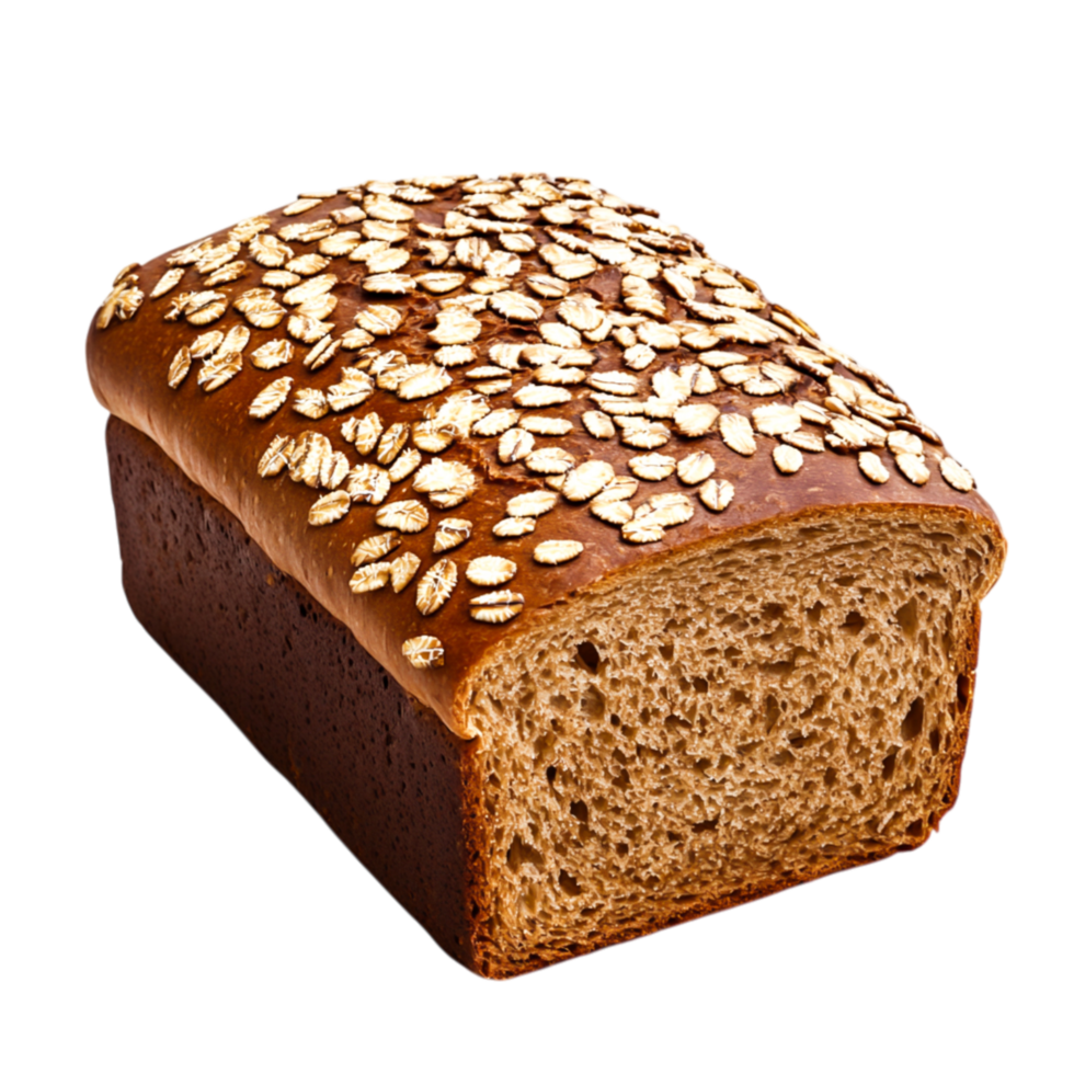 Freshly Baked Whole Grain Bread with Oats on Top for Healthy Eating and Nutrition png