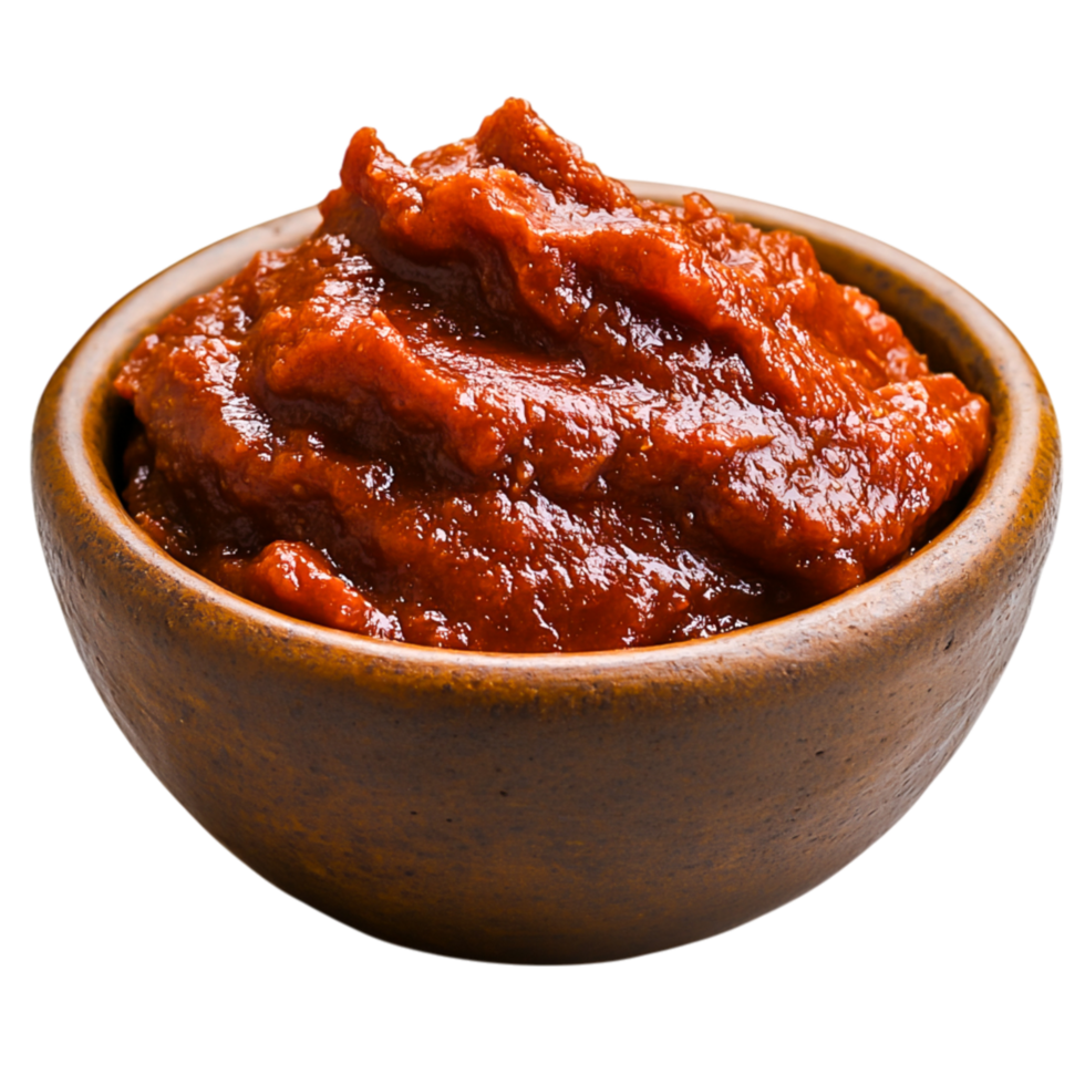 Rich and Spicy Red Sauce in a Brown Bowl png