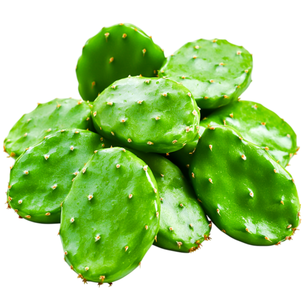 Green Prickly Pear Cactus Pads Close Up on for Culinary Use png