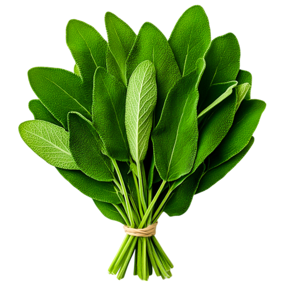 Fresh Green Sage Leaves Bunch on for Culinary Use and Decoration png