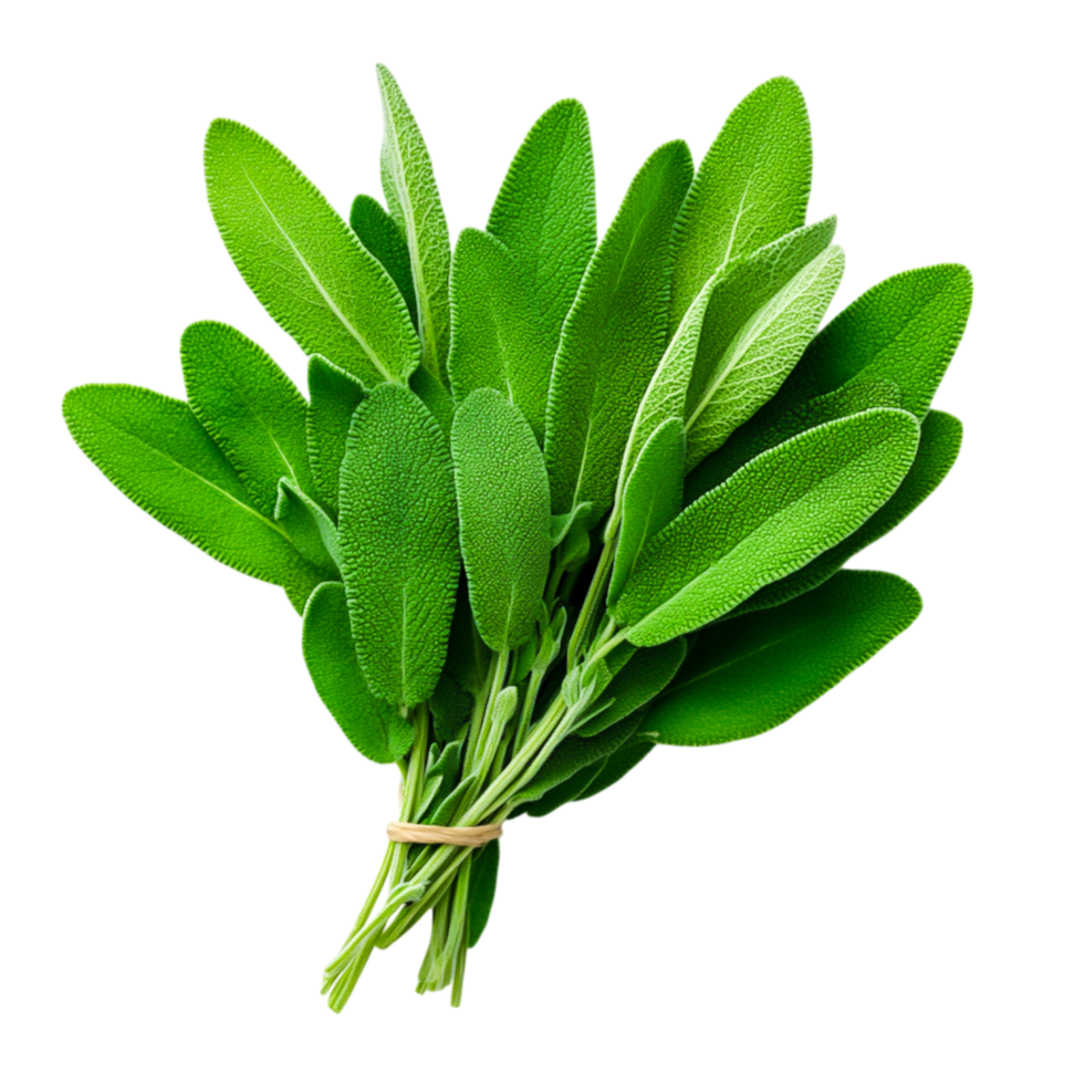 Fresh Green Sage Leaves Bundle with Vibrant Color and Natural Texture png