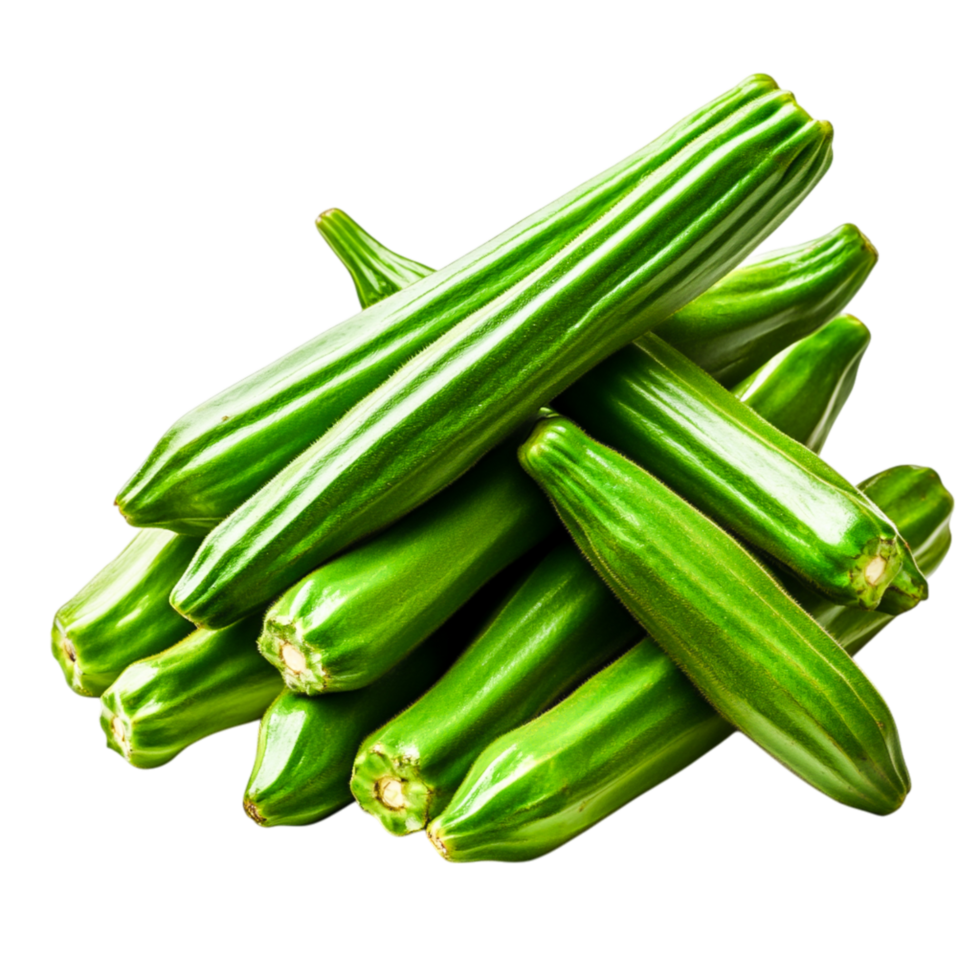 Fresh and Crisp Okra Stacked Together png