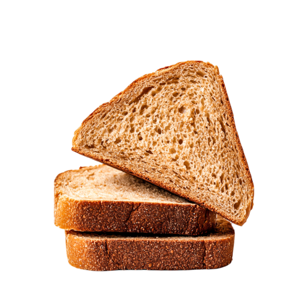Freshly Baked Whole Grain Slices of Bread Arranged Wooden Surface png