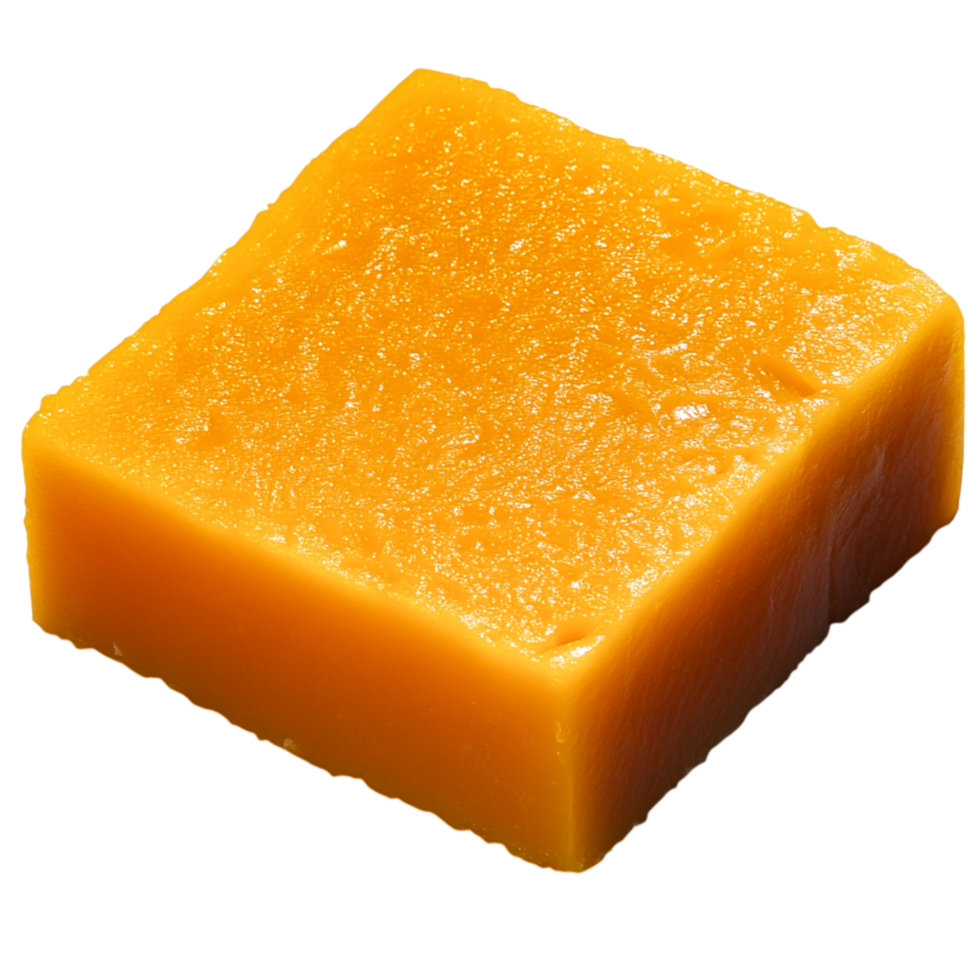 Freshly Cut Block of Vibrant Orange Cheese png
