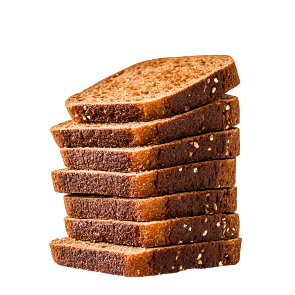 Freshly Baked Whole Grain Bread Slices Stacked on Each Other Against a png