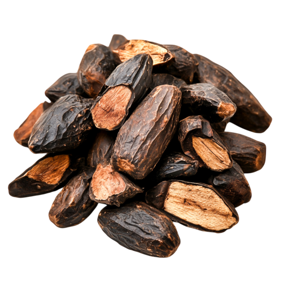 Pile of Dark Brown Cacao Beans on for Culinary Use png