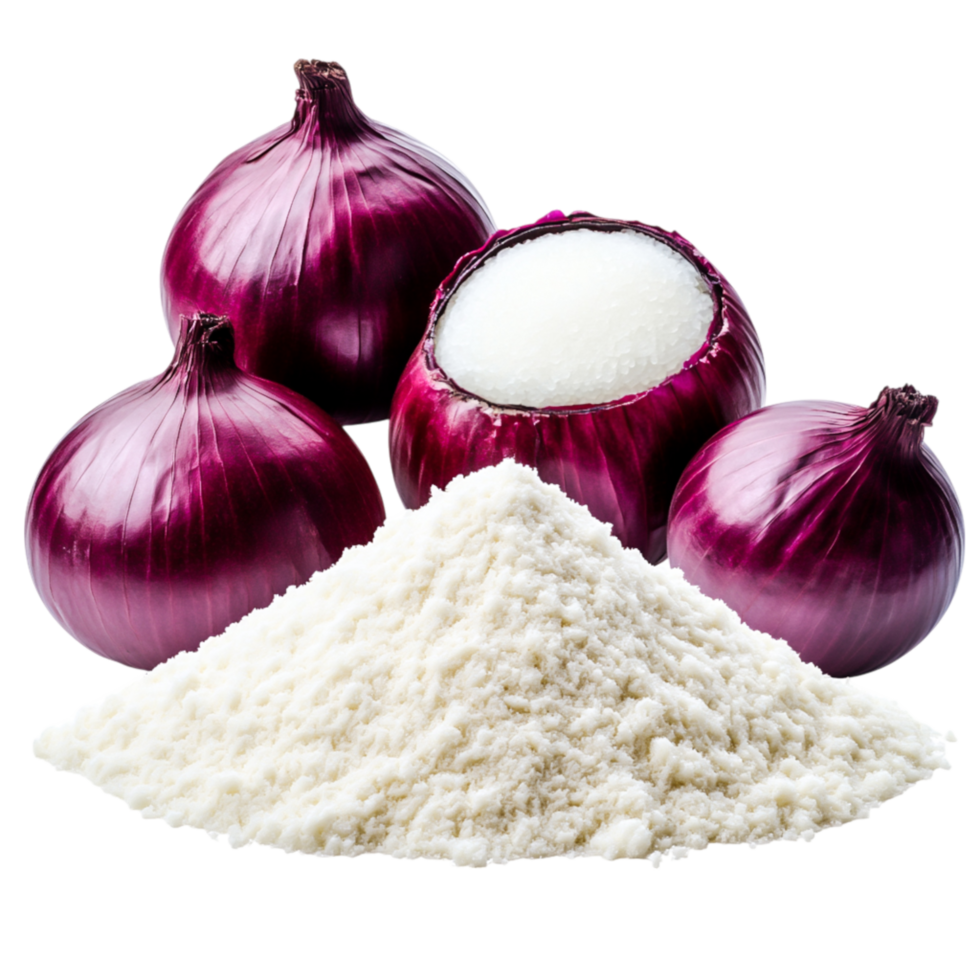 Fresh Red Onions and Flour Pile on for Culinary Use and Recipes png