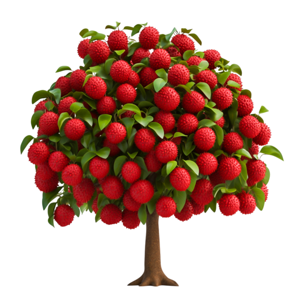 Vibrant Tree Full of Bright Red Fruits Surrounded by Lush Green Leaves png